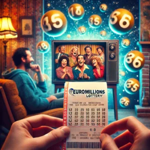 Dall·e 2024 09 14 19.28.11 An Imaginative And Uplifting Image Combining Sitcoms And Euromillions Lottery. The Scene Shows A Tv Screen Playing A Classic Sitcom With Characters La