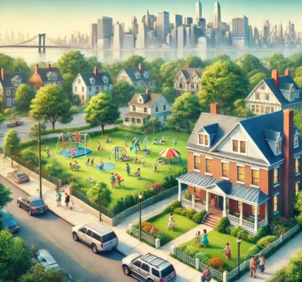 Dall·e 2024 09 14 21.08.18 An Imaginative And Detailed Image Representing Life In West Orange, Nj, Based On Zillow's Insights. The Scene Shows A Picturesque Suburban Neighborhoo