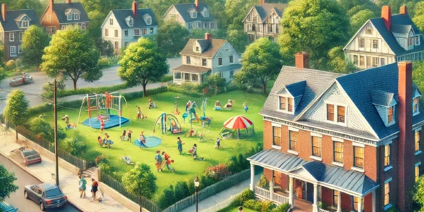 Dall·e 2024 09 14 21.08.18 An Imaginative And Detailed Image Representing Life In West Orange, Nj, Based On Zillow's Insights. The Scene Shows A Picturesque Suburban Neighborhoo