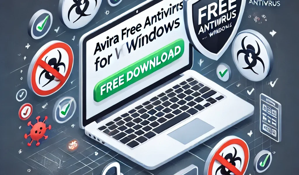 Dall·e 2024 09 15 20.42.22 An Illustration Representing 'avira Free Antivirus For Windows Free Download'. The Image Should Show A Windows Laptop Screen Displaying Avira Antivir