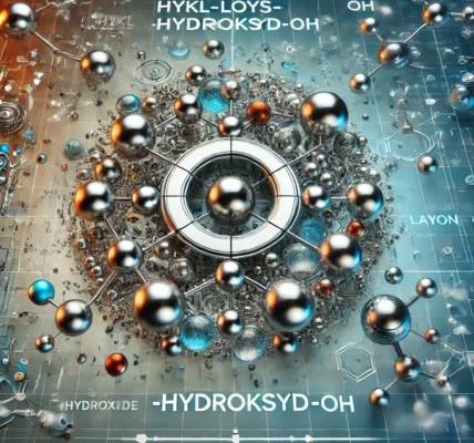 Dall·e 2024 09 15 20.56.47 An Abstract Illustration Representing The Theme 'hykl Loys Layon Hydroksyd Oh'. The Image Should Include Elements Of Chemical Reactions, Such As Molec