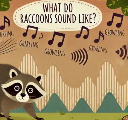 Dall·e 2024 09 15 21.11.08 An Illustration On The Theme 'what Do Raccoons Sound Like '. The Scene Features A Raccoon Surrounded By Sound Waves, Symbolizing Various Noises Such A