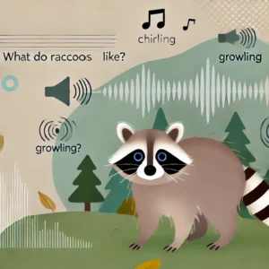 Dall·e 2024 09 15 21.11.11 An Illustration On The Theme 'what Do Raccoons Sound Like '. The Scene Features A Raccoon Surrounded By Sound Waves, Symbolizing Various Noises Such A