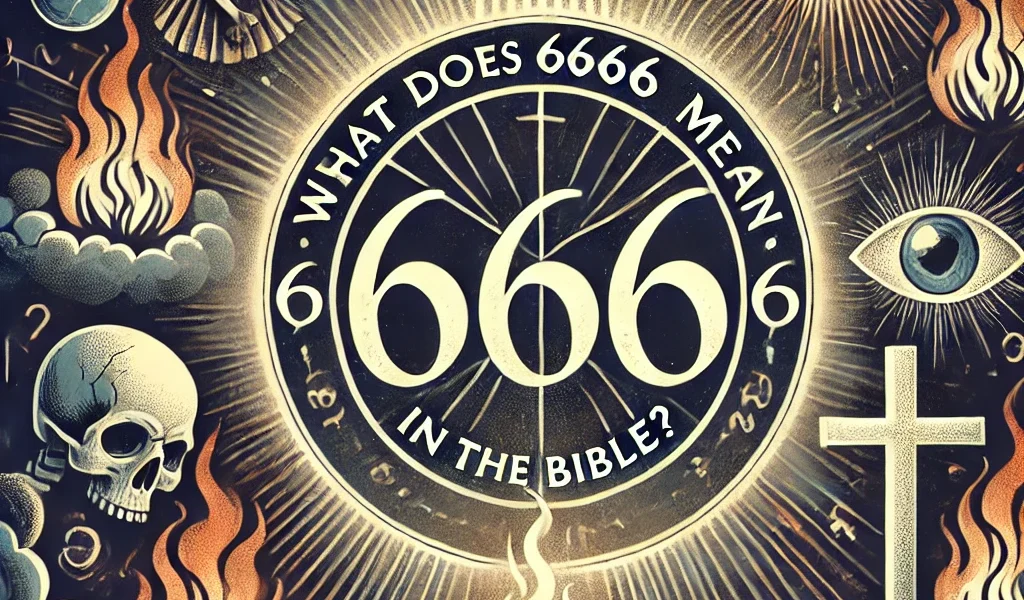 Dall·e 2024 09 15 21.16.51 An Illustration Exploring The Theme 'what Does 6666 Mean In The Bible '. The Image Features Biblical Symbolism, With The Number 6666 Prominently Displ