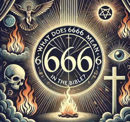 Dall·e 2024 09 15 21.16.51 An Illustration Exploring The Theme 'what Does 6666 Mean In The Bible '. The Image Features Biblical Symbolism, With The Number 6666 Prominently Displ