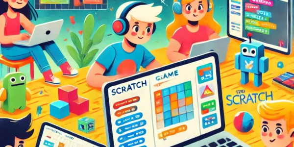 Dall·e 2024 09 15 21.21.52 A Playful And Colorful Illustration On The Theme 'scratch Games For Kids Top 10 Scratch Games To Make And Play – Wiingy'. The Image Features Kids Int