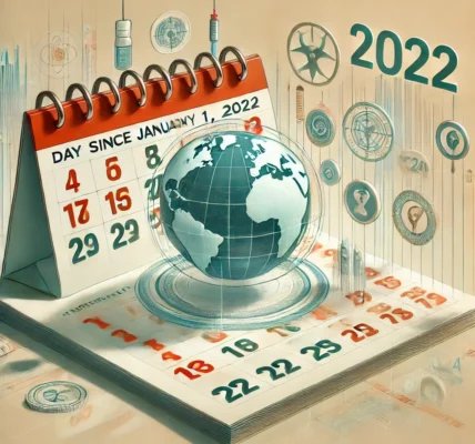 Dall·e 2024 09 15 21.27.01 An Abstract Illustration Representing The Theme 'day Since January 1, 2022'. The Image Shows A Calendar With Pages Flipping, Symbolizing The Passage O