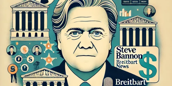 Dall·e 2024 09 15 21.29.22 An Illustration On The Theme 'how Steve Bannon Achieved A Net Worth Of $48 Million'. The Image Shows A Depiction Of Steve Bannon, Surrounded By Symbol