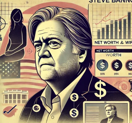 Dall·e 2024 09 15 21.49.03 An Illustration On The Theme 'steve Bannon Net Worth And Wife A Look At The Life Of A Controversial Political Figure'. The Image Should Feature Steve