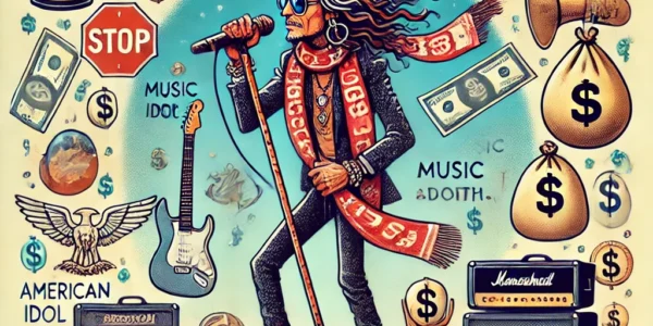 Dall·e 2024 09 16 22.20.06 An Illustration Representing Steven Tyler In 2023, Highlighting His Net Worth And Famous Status. The Image Should Depict Him As A Rock Legend, Perform