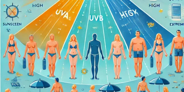 Dall·e 2024 09 16 22.25.58 A Detailed Educational Illustration Showing The Relationship Between The Uv Index And Tanning. The Image Should Depict A Sun With Rays Representing Di