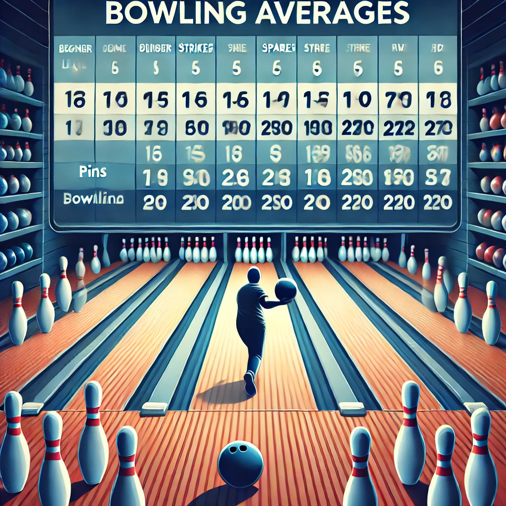 Dall·e 2024 09 22 20.19.20 A Visual Representation Of Bowling Averages, Showing A Bowling Lane With A Bowler In Action And A Score Display In The Background. The Score Display S