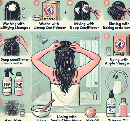 Dall·e 2024 09 22 20.46.57 A Detailed Illustration Showing A Person Treating Their Burnt Hair With Various Remedies. The Image Features 7 Different Methods For Getting Rid Of Th